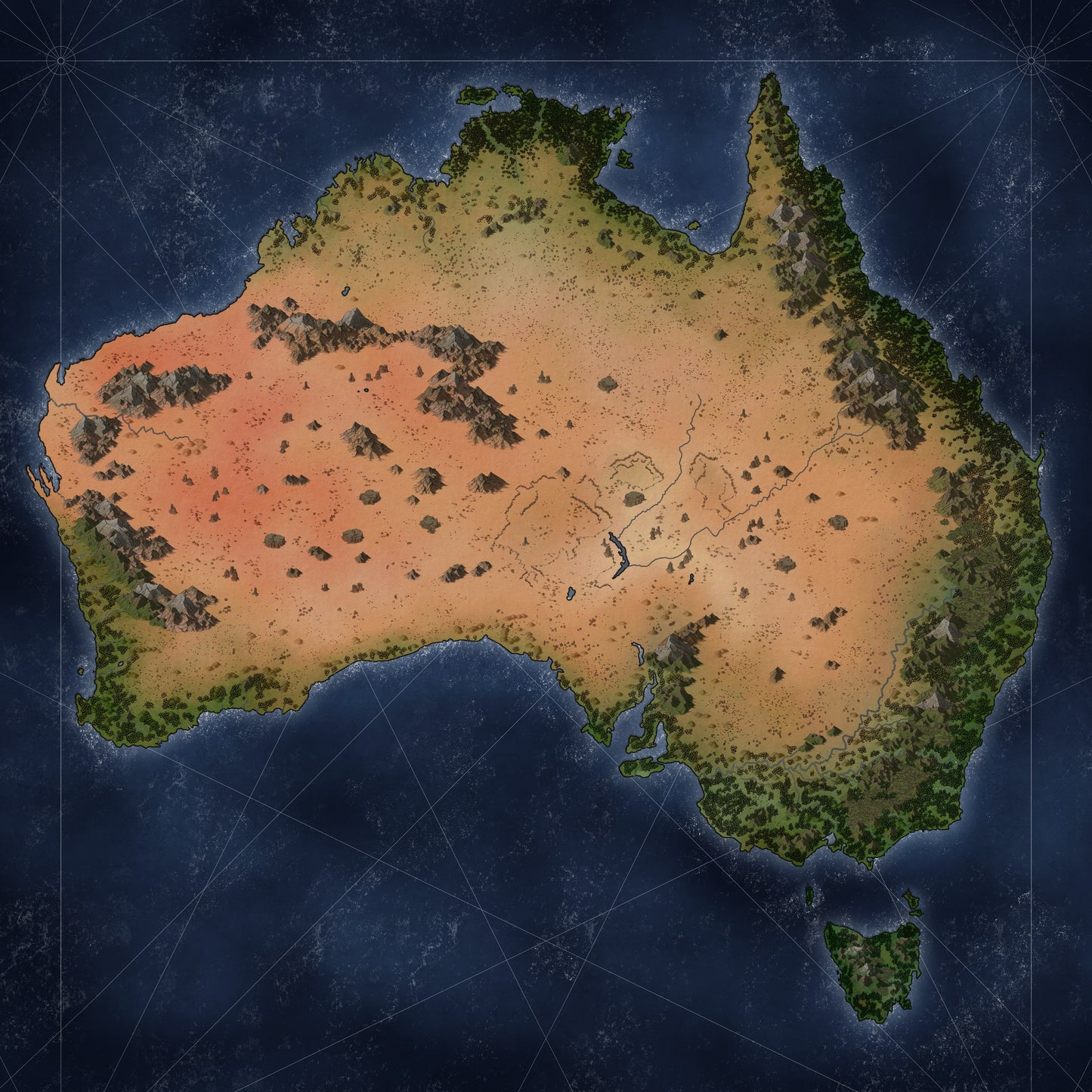 The Continent of Australia | A Colourised Australia with all Territories | Digital
