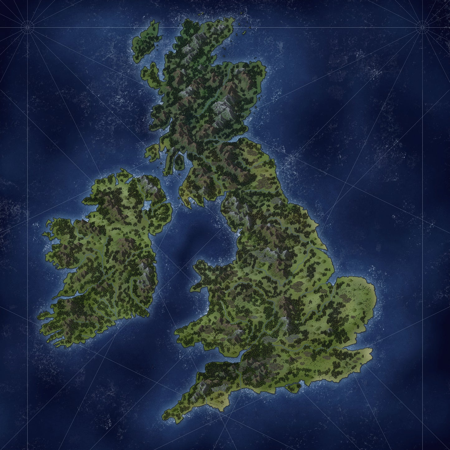 The British Isles | Continental Map of England, Wales, Scotland & Ireland | Digital