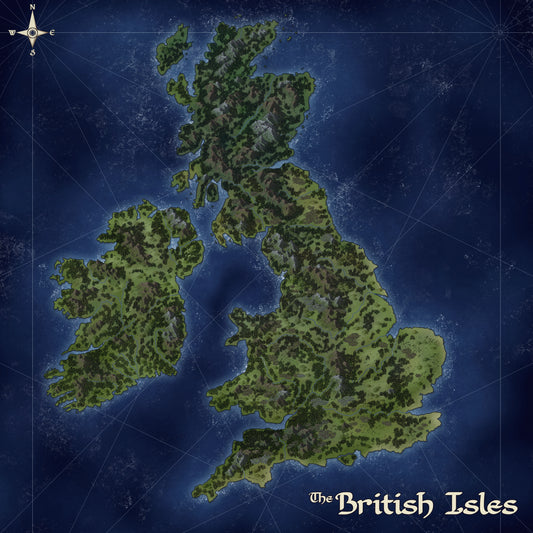 The British Isles | Continental Map of England, Wales, Scotland & Ireland | Digital