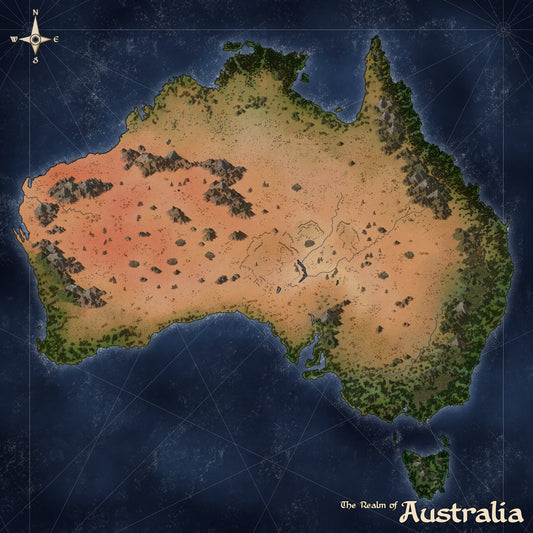 The Continent of Australia | A Colourised Australia with all Territories | Digital