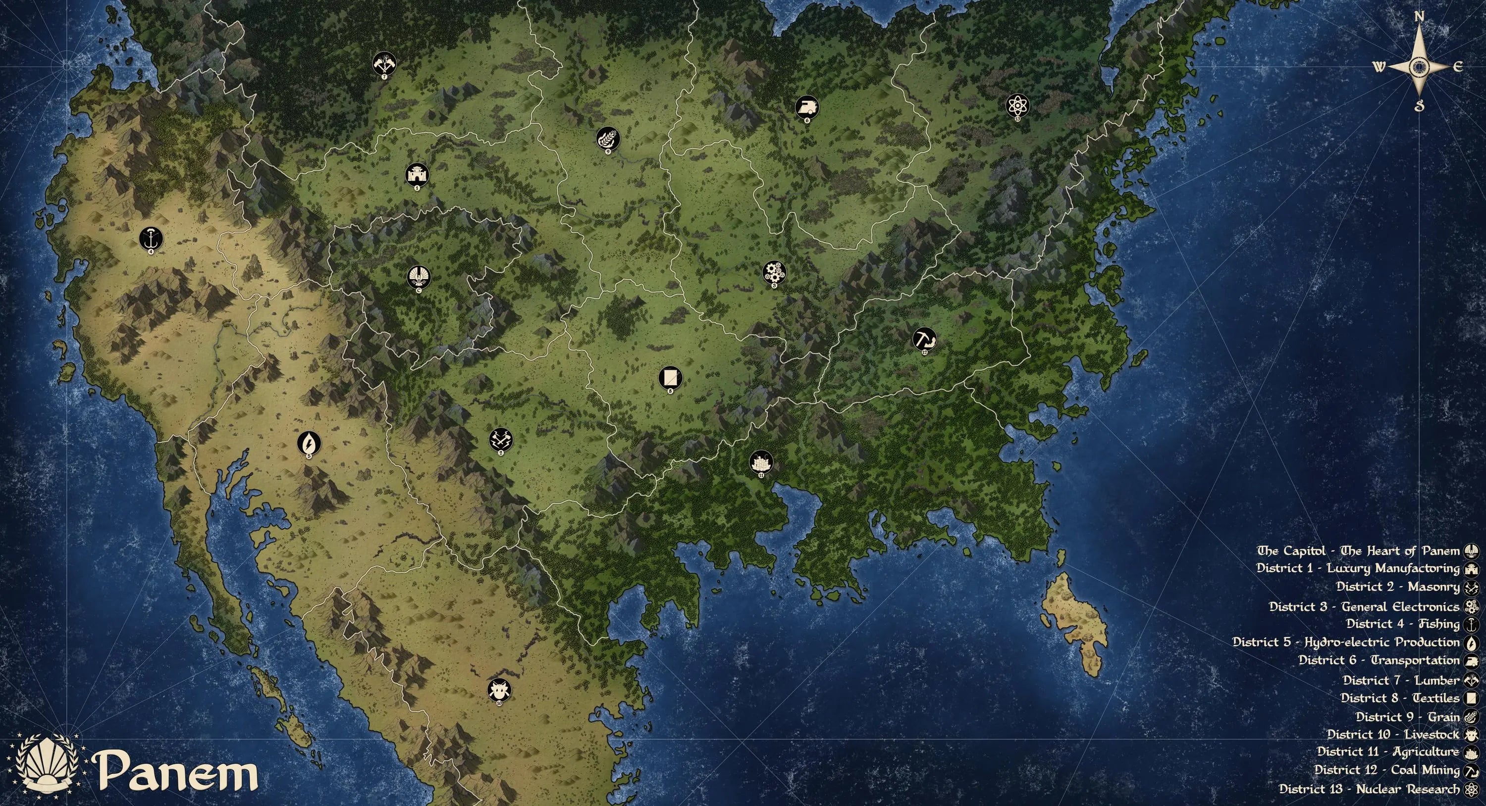 Panem | Alternate America | The Hunger Games World Map