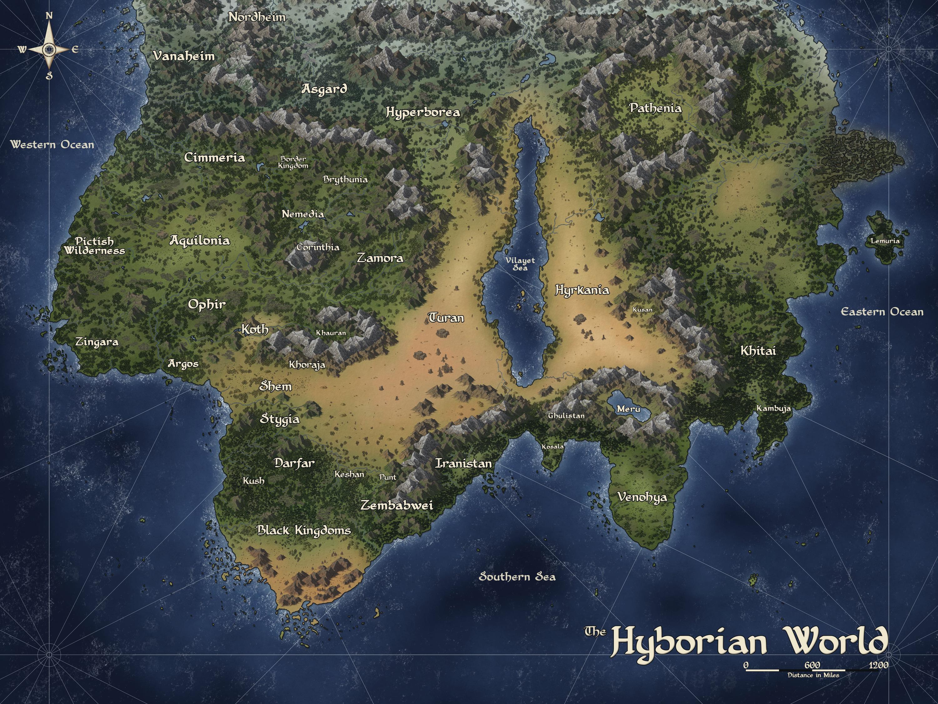 Continental Map of The Hyborian World | Conan the Barbarian